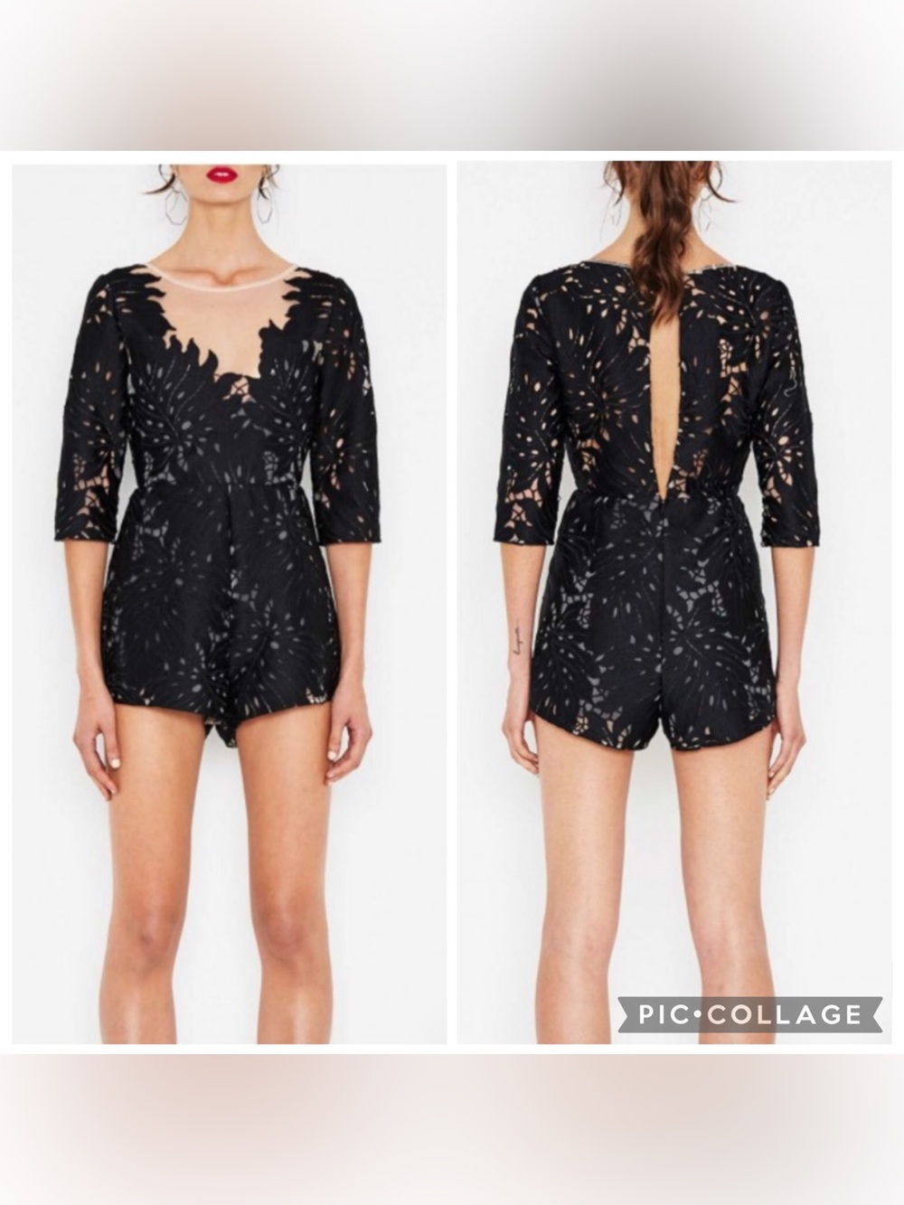 Alice McCall Rumoyrs Black Lace Cutout Playsuit